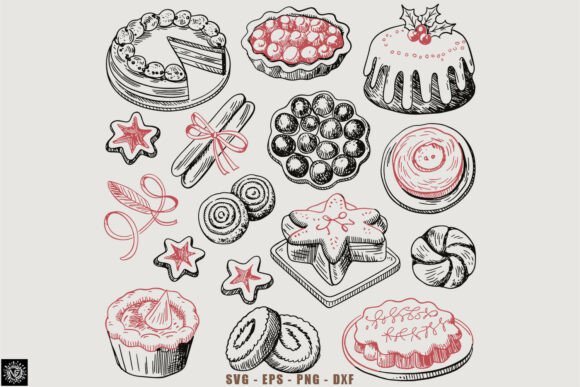 Download Christmas Hand-Drawn Baking SVG Set - Premium Resources